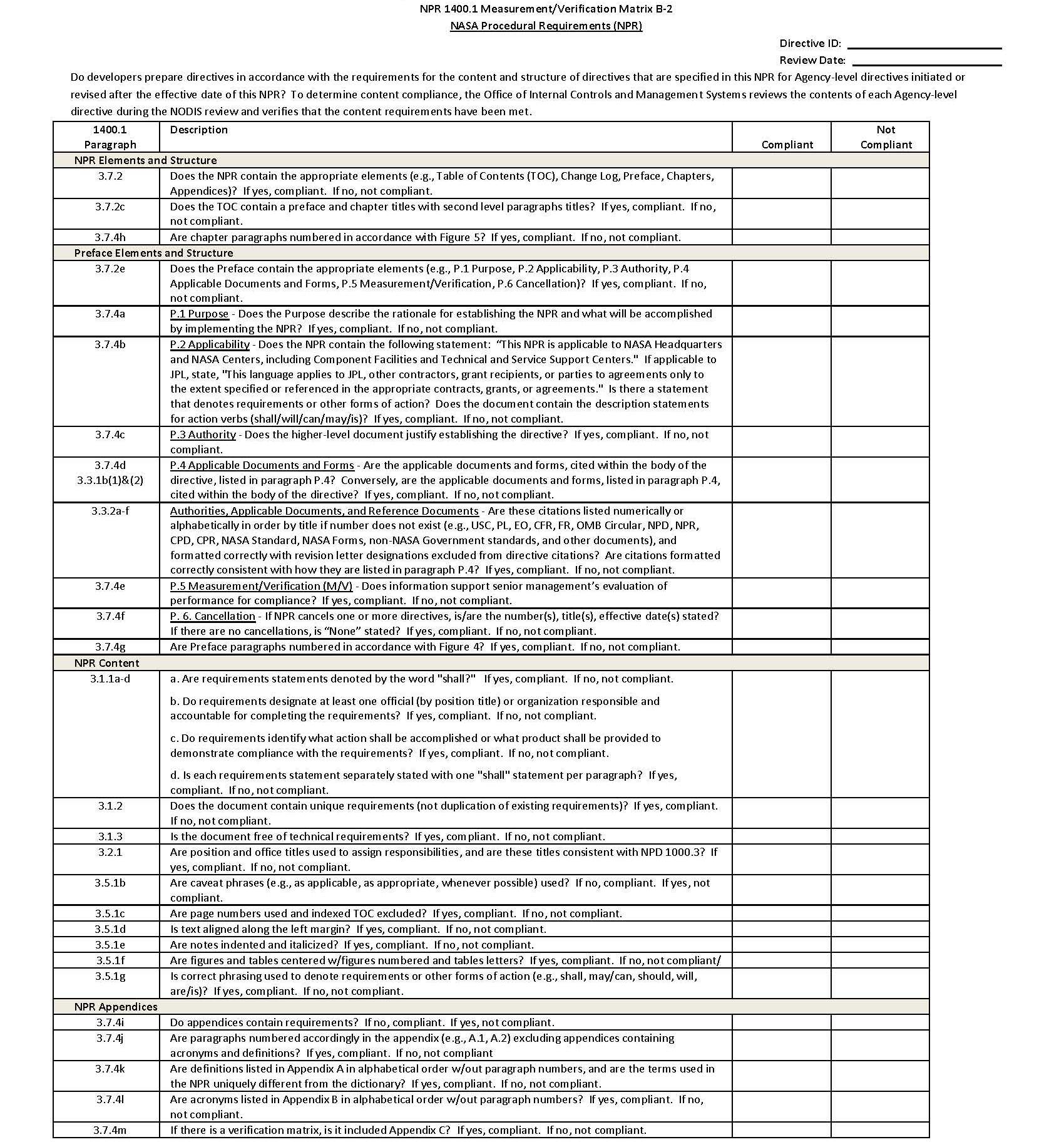 NPR 1400.1E NASA Directives and Charters Procedural Requirements