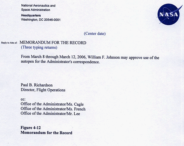 Figure 4.12. This image shows the Memorandum for the Record.