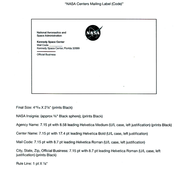 Figure I.4. This image shows the NASA Centers Mailing Label (Code).