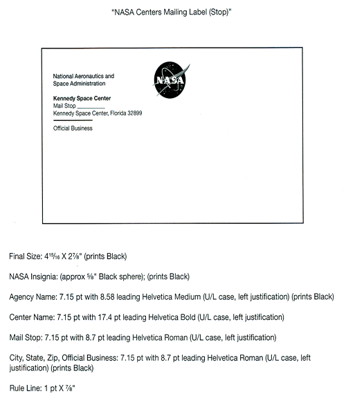 Figure I.5. This image shows the NASA Centers Mailing Label (Stop).