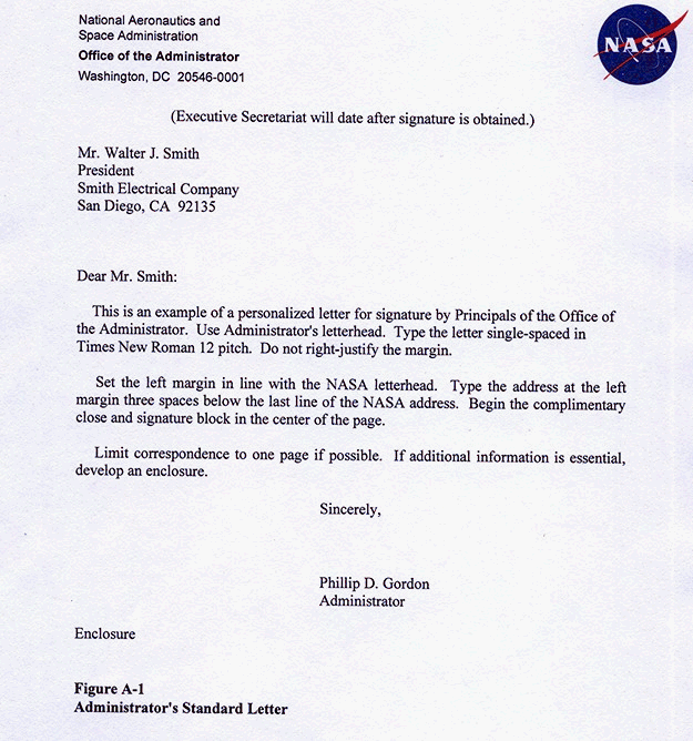 Figure A.1. This image shows the Administrator's Standard Letter.