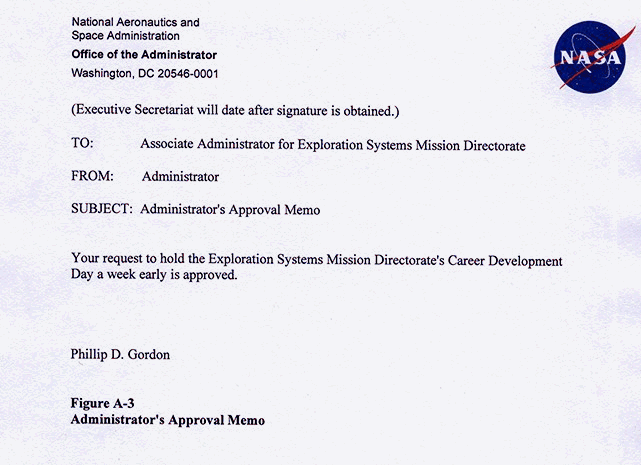 Figure A.2. This image shows the Administrator's Approval Memo.