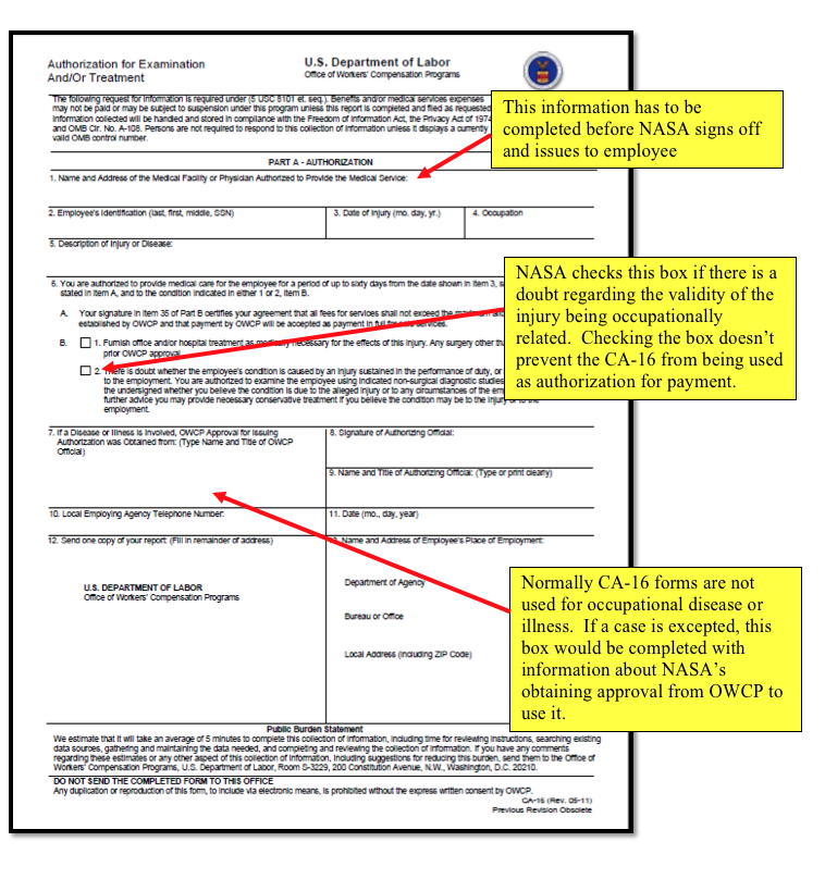 This image shows the Authorization for Examination And/Or Treatment form with call-outs pointing to key items.