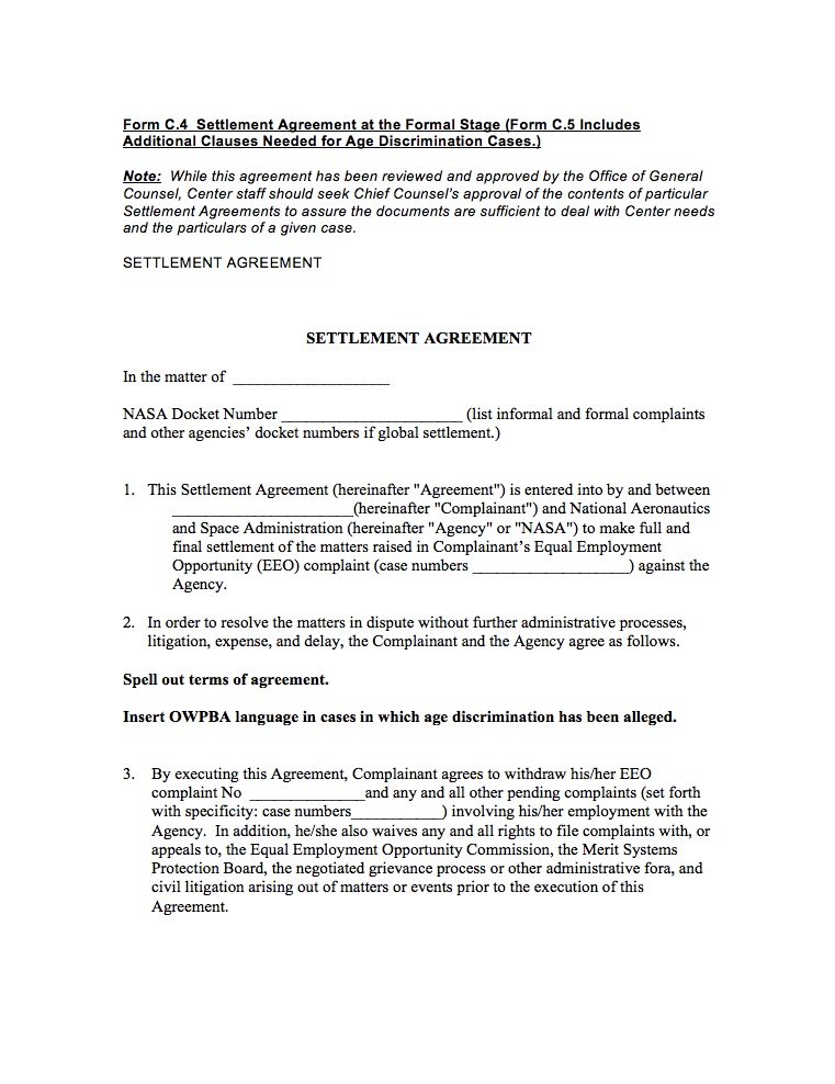 Required language for settlement agreements involving age discrimination