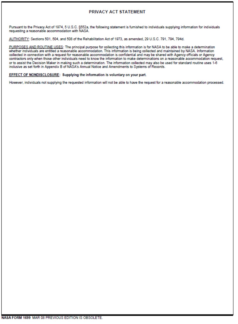 Figure F.1 image shows page 2 of the NF1699 Confirmation of Request for Reasonable Accommodation.