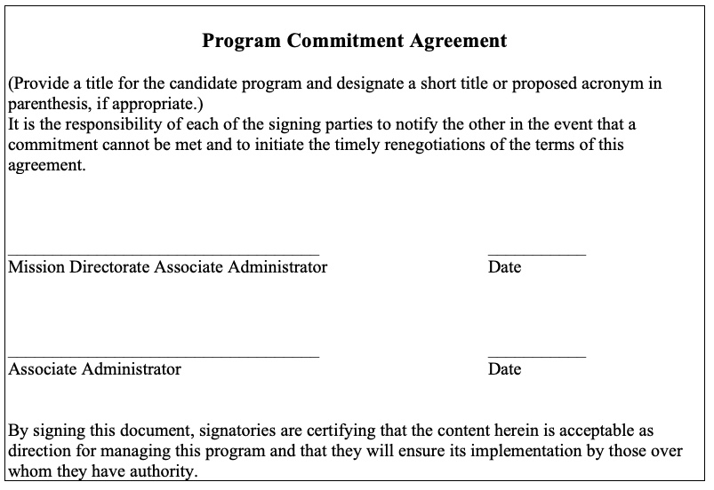 Figure D-1 shows the Program Commitment Agreement Title Page