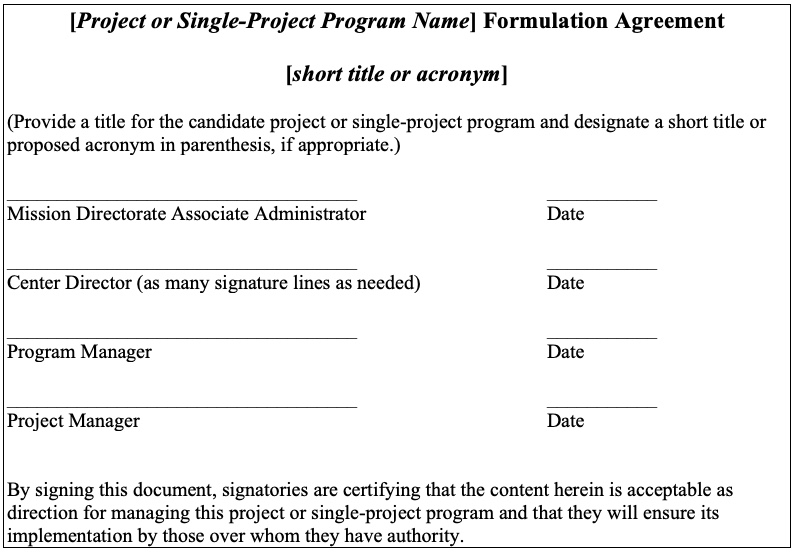 Figure F-1 shows the Formulation Agreement Title Page