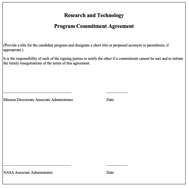 Figure D-1 shows the R&T Program Commitment Agreement Title Page