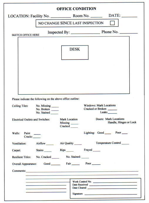  Facility User Inspection form